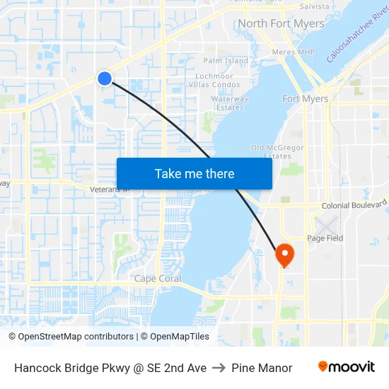 Hancock Bridge Pkwy @ SE 2nd Ave to Pine Manor map