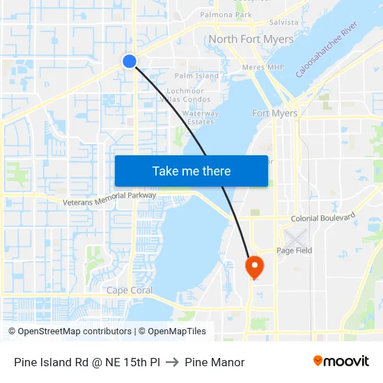 Pine Island Rd @ NE 15th Pl to Pine Manor map