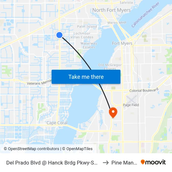 Del Prado Blvd @ Hanck Brdg Pkwy-Sb 1 to Pine Manor map