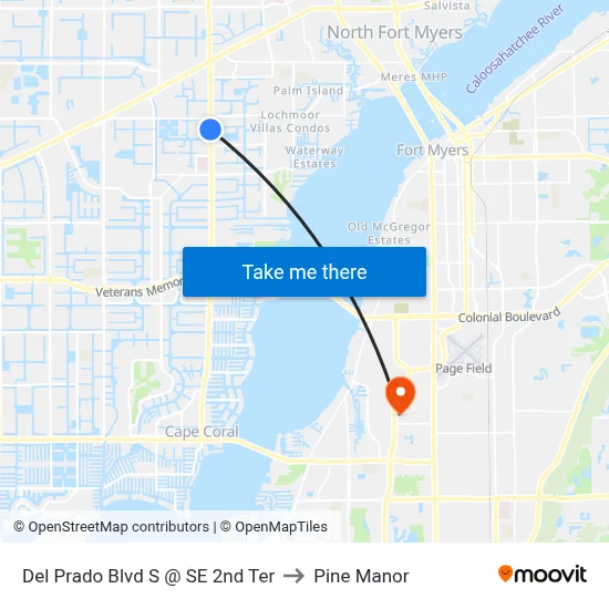 Del Prado Blvd S @ SE 2nd Ter to Pine Manor map