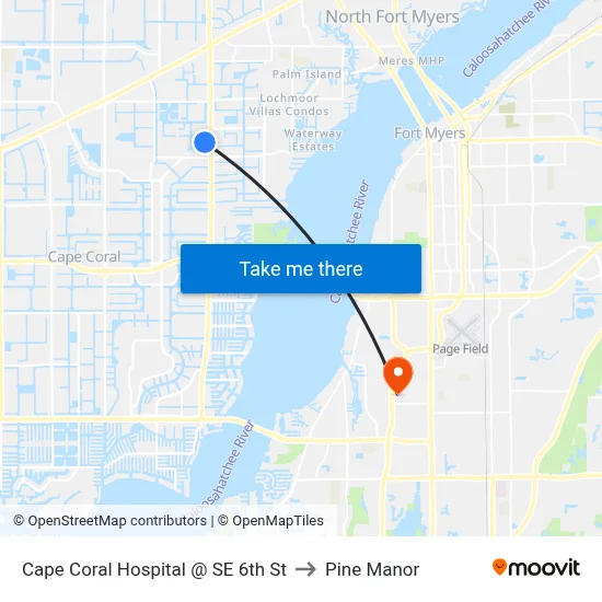 Cape Coral Hospital @ SE 6th St to Pine Manor map