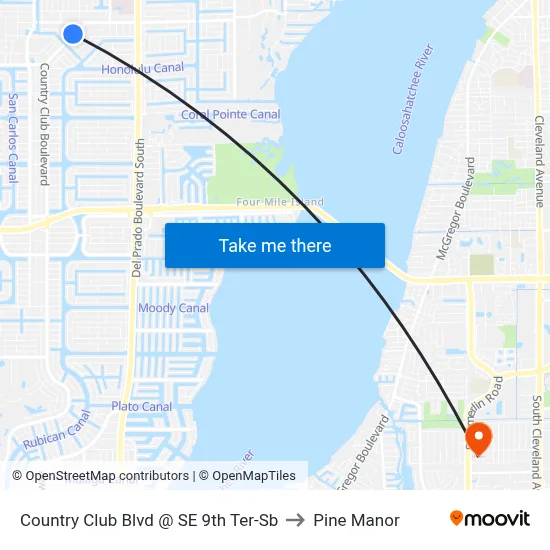 Country Club Blvd @ SE 9th Ter-Sb to Pine Manor map