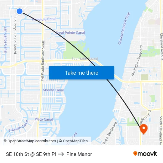 SE 10th St @ SE 9th Pl to Pine Manor map