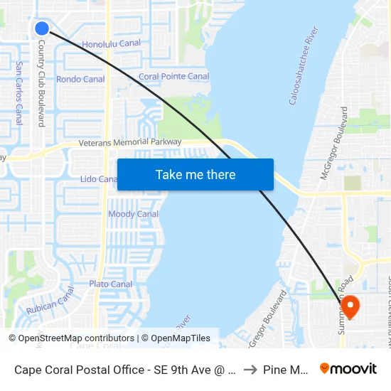 Cape Coral Postal Office - SE 9th Ave @ SE 11th St to Pine Manor map