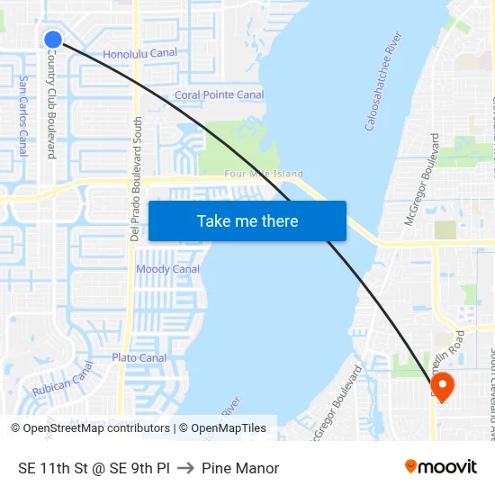 SE 11th St @ SE 9th Pl to Pine Manor map