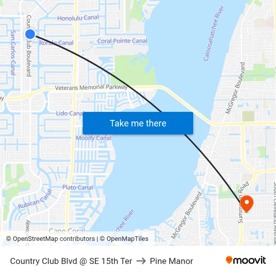 Country Club Blvd @ SE 15th Ter to Pine Manor map