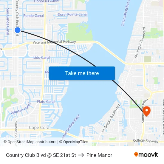 Country Club Blvd @ SE 21st St to Pine Manor map