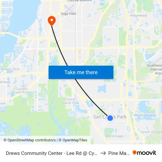 Drews Community Center - Lee Rd @ Cypress Dr to Pine Manor map