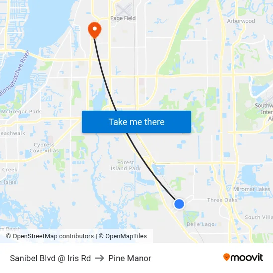 Sanibel Blvd @ Iris Rd to Pine Manor map