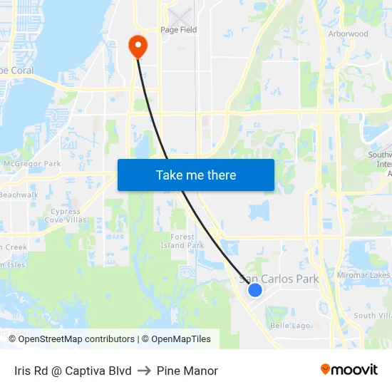 Iris Rd @ Captiva Blvd to Pine Manor map