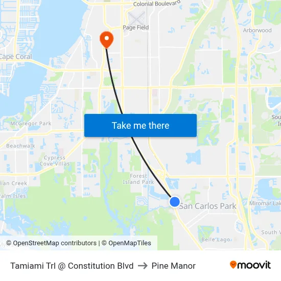 Tamiami Trl @ Constitution Blvd to Pine Manor map