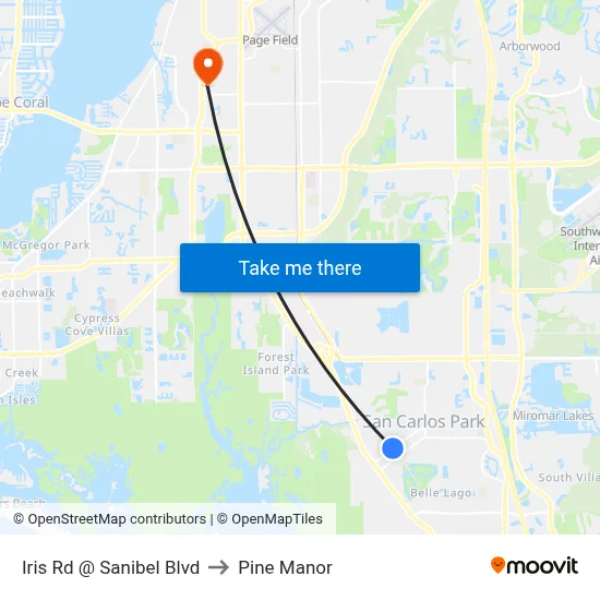 Iris Rd @ Sanibel Blvd to Pine Manor map