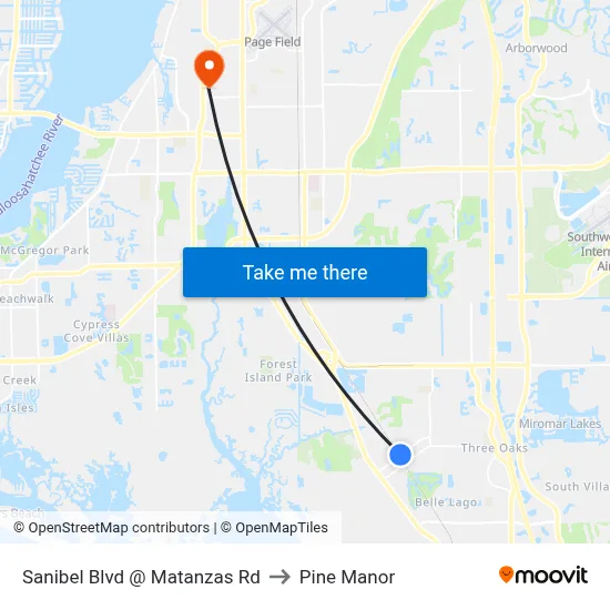 Sanibel Blvd @ Matanzas Rd to Pine Manor map