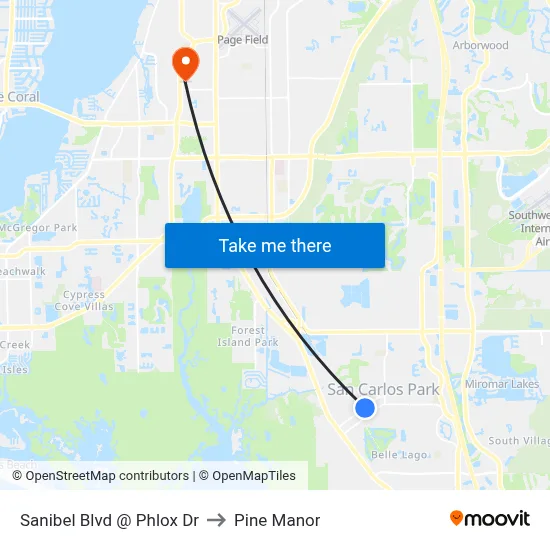 Sanibel Blvd @ Phlox Dr to Pine Manor map