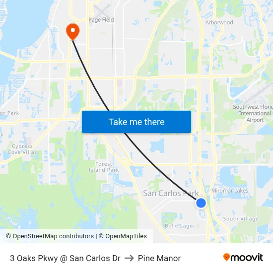 3 Oaks Pkwy @ San Carlos Dr to Pine Manor map