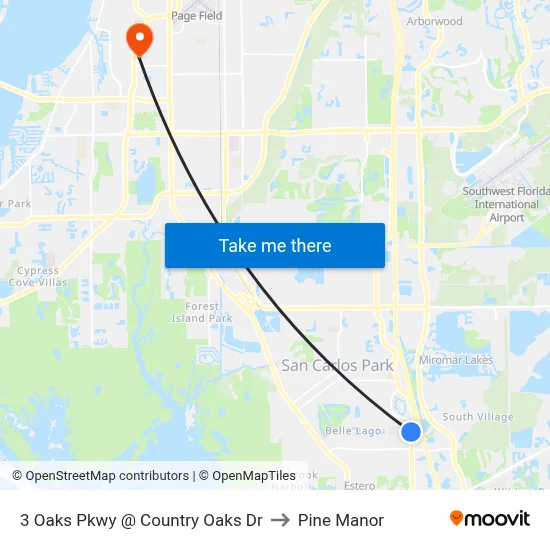 3 Oaks Pkwy @ Country Oaks Dr to Pine Manor map