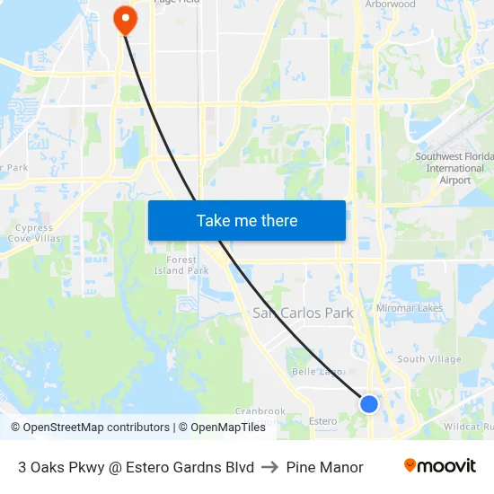 3 Oaks Pkwy @ Estero Gardns Blvd to Pine Manor map