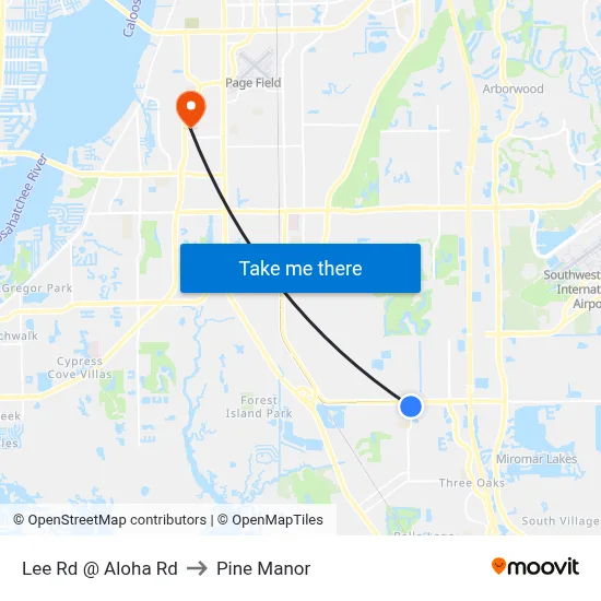 Lee Rd @ Aloha Rd to Pine Manor map