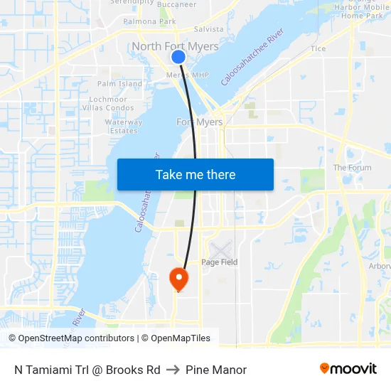 N Tamiami Trl @ Brooks Rd to Pine Manor map
