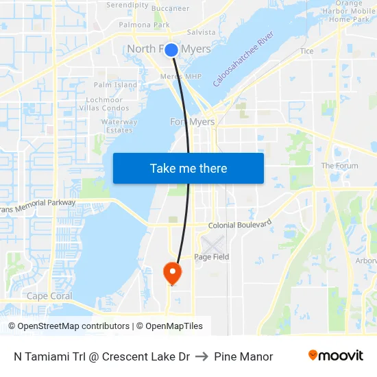 N Tamiami Trl @ Crescent Lake Dr to Pine Manor map