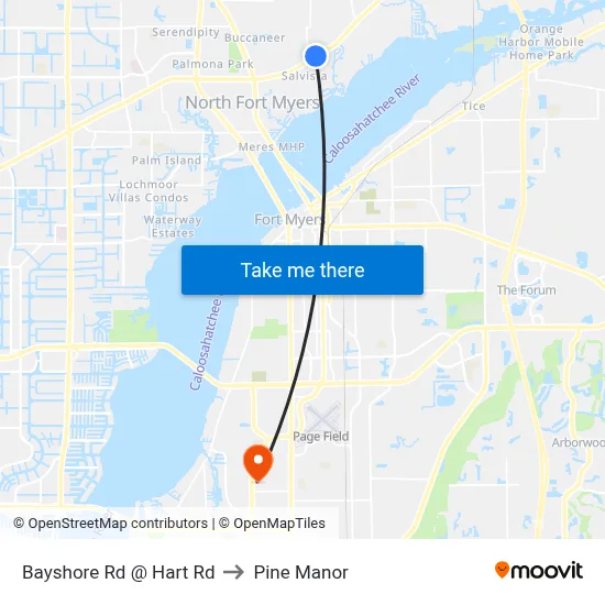 Bayshore Rd @ Hart Rd to Pine Manor map