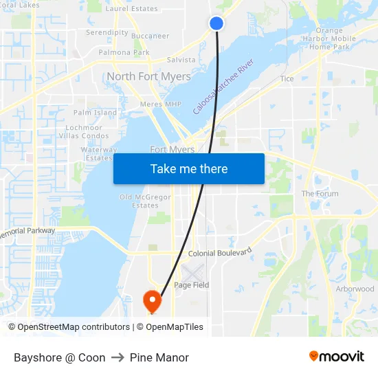 Bayshore @ Coon to Pine Manor map