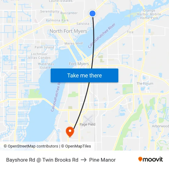 Bayshore Rd @ Twin Brooks Rd to Pine Manor map