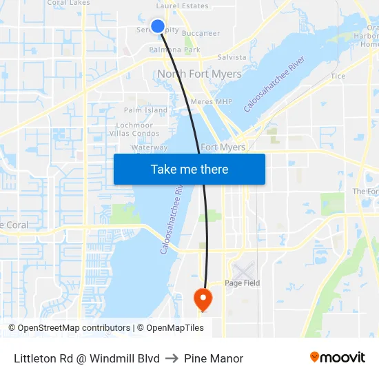 Littleton Rd @ Windmill Blvd to Pine Manor map