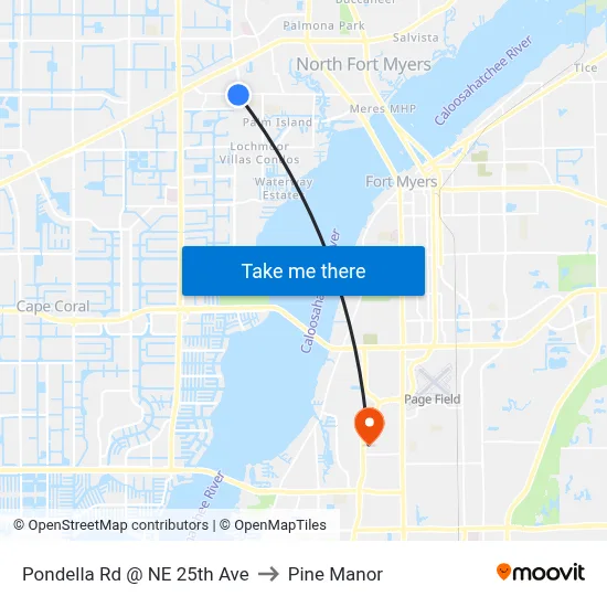 Pondella Rd @ NE 25th Ave to Pine Manor map