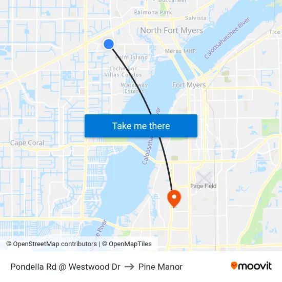 Pondella Rd @ Westwood Dr to Pine Manor map