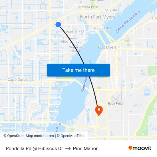 Pondella Rd @ Hibiscus Dr to Pine Manor map