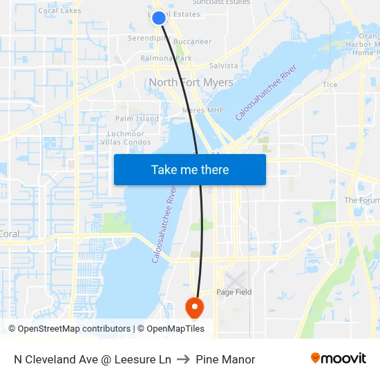 N Cleveland Ave @ Leesure Ln to Pine Manor map