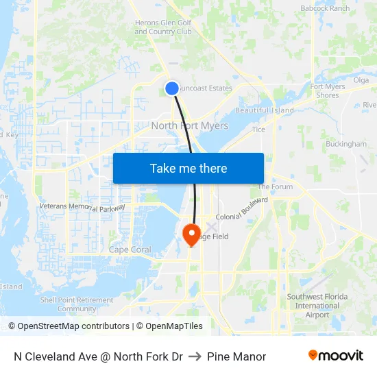 N Cleveland Ave @ North Fork Dr to Pine Manor map