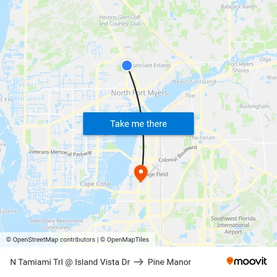 N Tamiami Trl @ Island Vista Dr to Pine Manor map