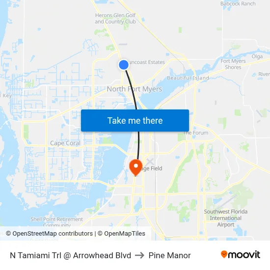 N Tamiami Trl @ Arrowhead Blvd to Pine Manor map