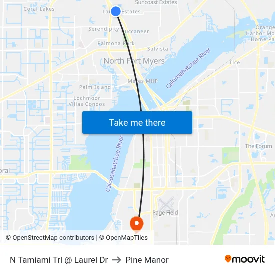 N Tamiami Trl @ Laurel Dr to Pine Manor map