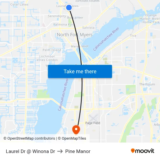 Laurel Dr @ Winona Dr to Pine Manor map