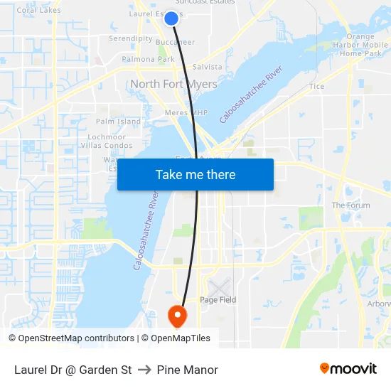 Laurel Dr @ Garden St to Pine Manor map