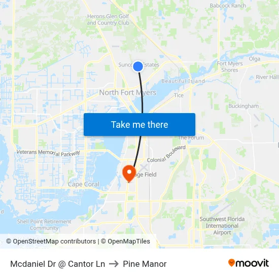 Mcdaniel Dr @ Cantor Ln to Pine Manor map