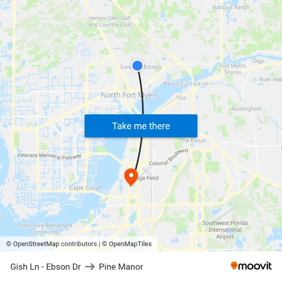 Gish Ln - Ebson Dr to Pine Manor map