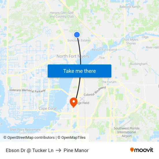 Ebson Dr @ Tucker Ln to Pine Manor map
