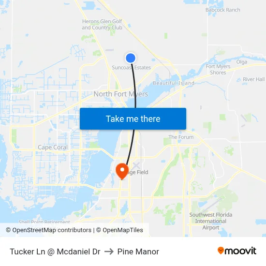 Tucker Ln @ Mcdaniel Dr to Pine Manor map