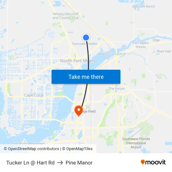 Tucker Ln @ Hart Rd to Pine Manor map