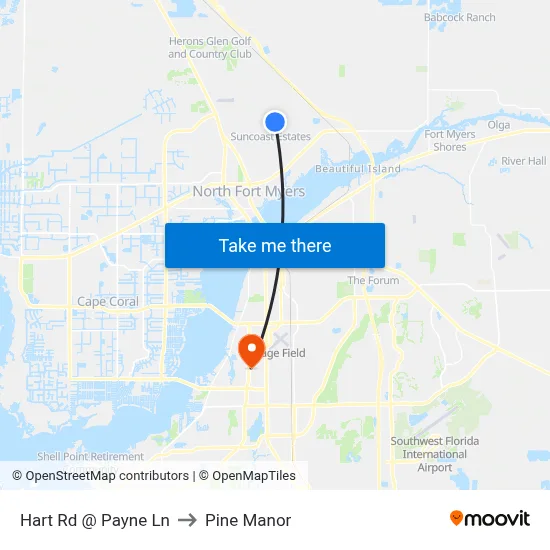 Hart Rd @ Payne Ln to Pine Manor map