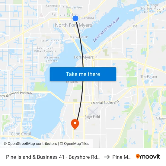 Pine Island & Business 41 - Bayshore Rd @ Crescent to Pine Manor map