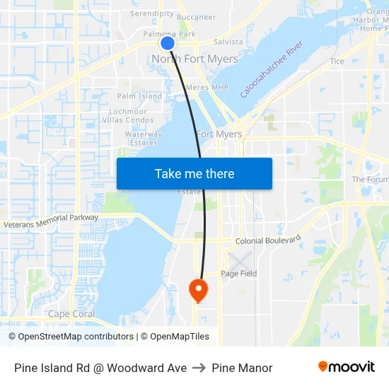 Pine Island Rd @ Woodward Ave to Pine Manor map
