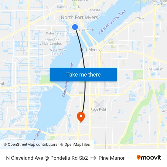 N Cleveland Ave @ Pondella Rd-Sb2 to Pine Manor map