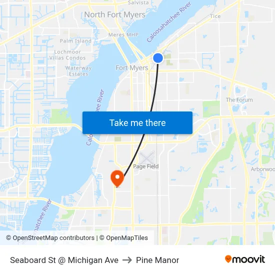 Seaboard St @ Michigan Ave to Pine Manor map
