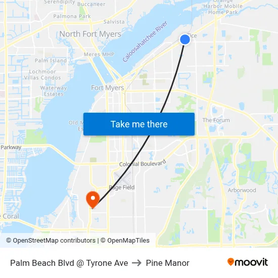 Palm Beach Blvd @ Tyrone Ave to Pine Manor map