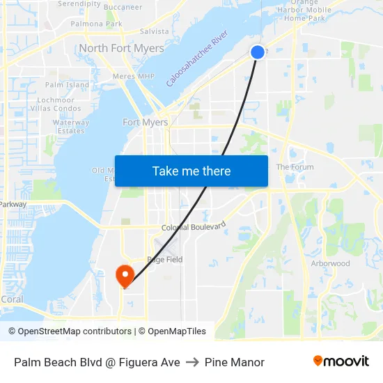 Palm Beach Blvd @ Figuera Ave to Pine Manor map